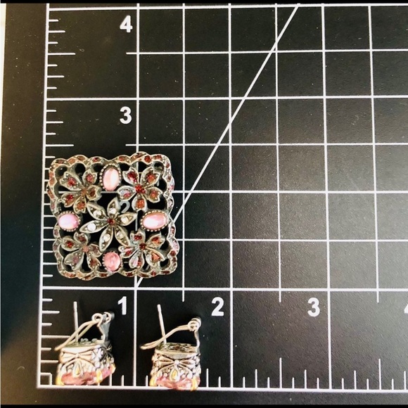 Vintage Pink Rock Candy Crystal Earrings & Brooch - Picture 9 of 10